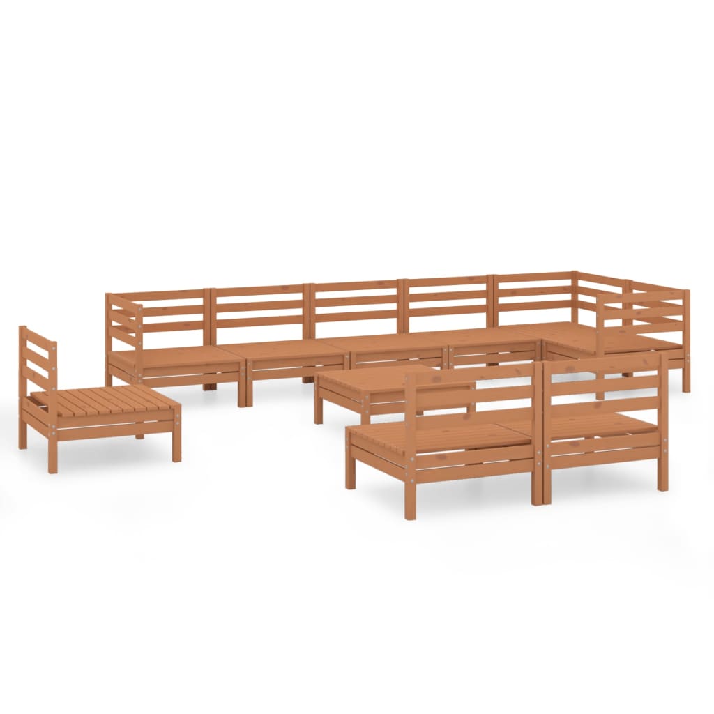 Set Salotto da Giardino 10 pz in Legno Massello di Pino ambra 3082912