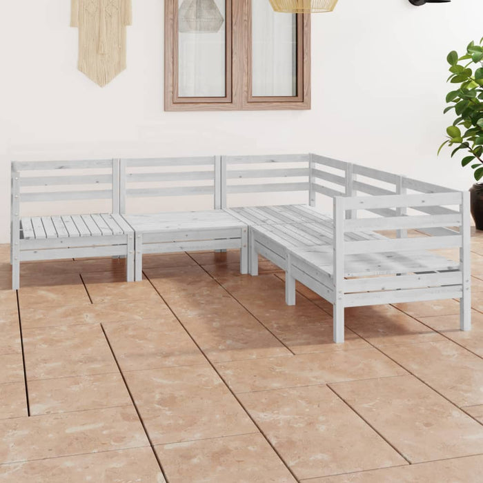 Set Salotto da Giardino 5 pz in Legno Massello di Pino Bianco 3082995
