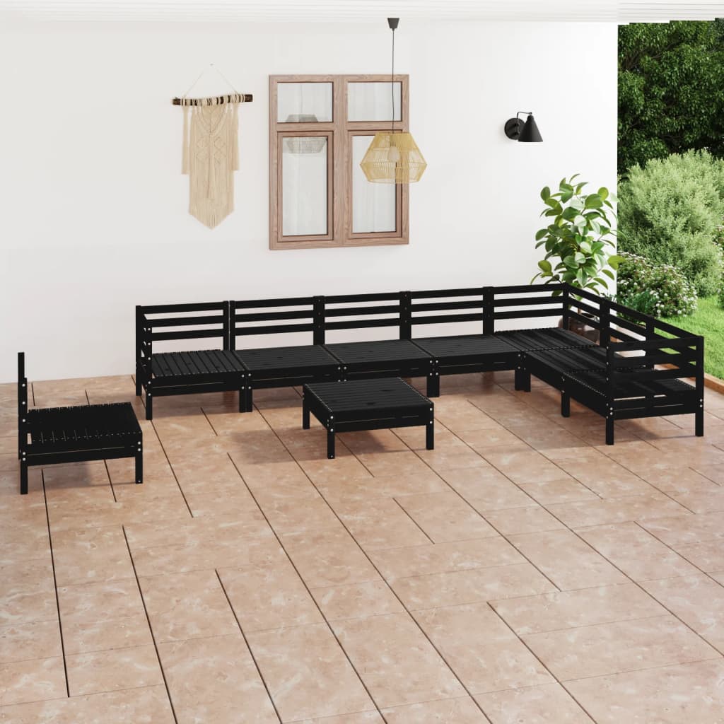 Set Salotto da Giardino 9 pz in Legno Massello di Pino Nero 3083053