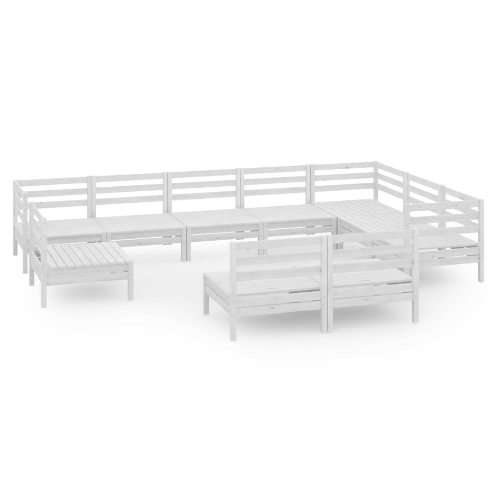 Set Salotto da Giardino 10 pz in Legno Massello di Pino Bianco 3083065