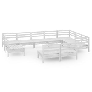 Set Salotto da Giardino 10 pz in Legno Massello di Pino Bianco 3083065