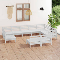 Set Salotto da Giardino 10 pz in Legno Massello di Pino Bianco 3083065