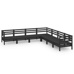 Set Divani da Giardino 7 pz in Legno Massello di Pino Nero  cod mxl 36661