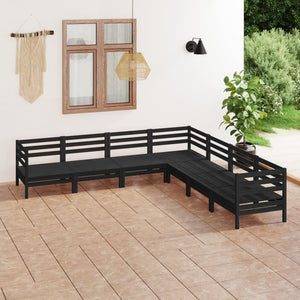 Set Divani da Giardino 7 pz in Legno Massello di Pino Nero  cod mxl 36661