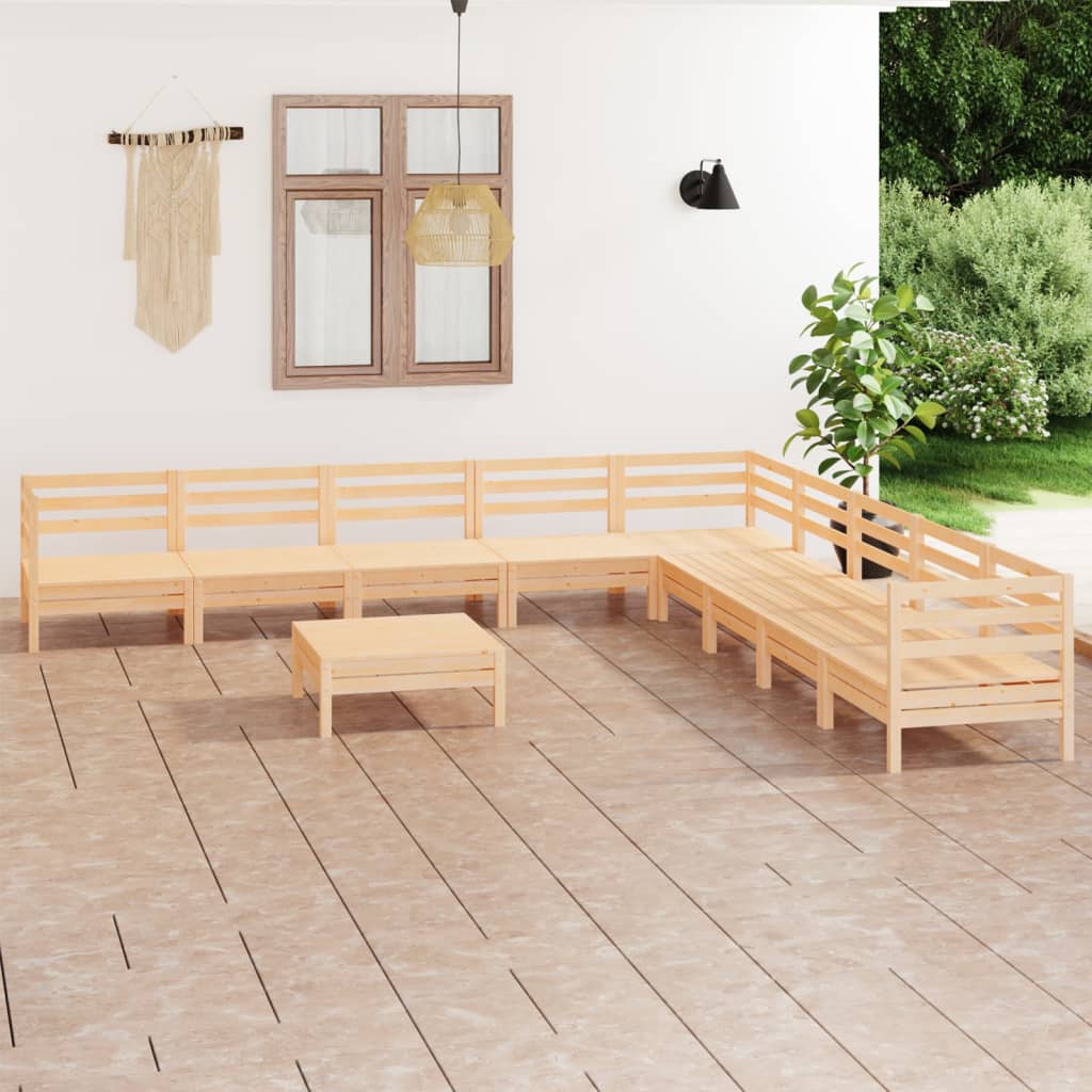 Set Salotto da Giardino 10 pz in Legno Massello di Pino 3083119