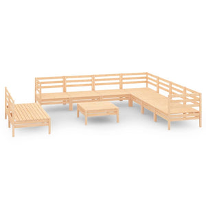 Set Divani da Giardino 10 pz in Legno Massello di Pino cod mxl 36685