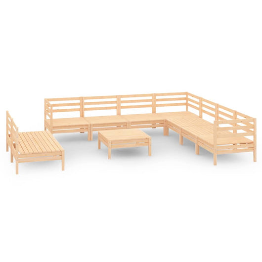 Set Divani da Giardino 10 pz in Legno Massello di Pino cod mxl 36685