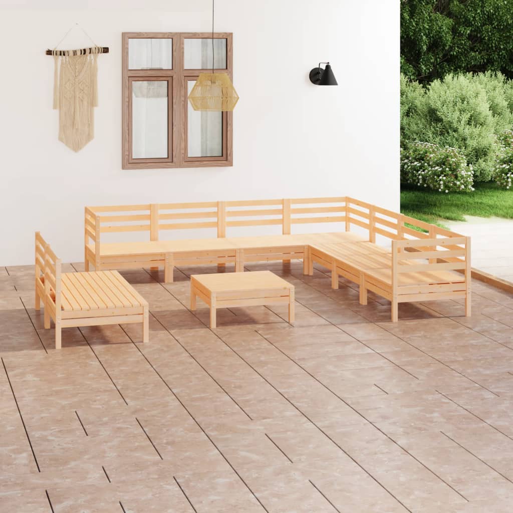 Set Divani da Giardino 10 pz in Legno Massello di Pino cod mxl 36685