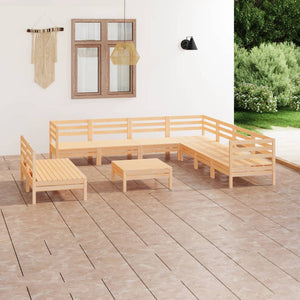 Set Divani da Giardino 10 pz in Legno Massello di Pino cod mxl 36685