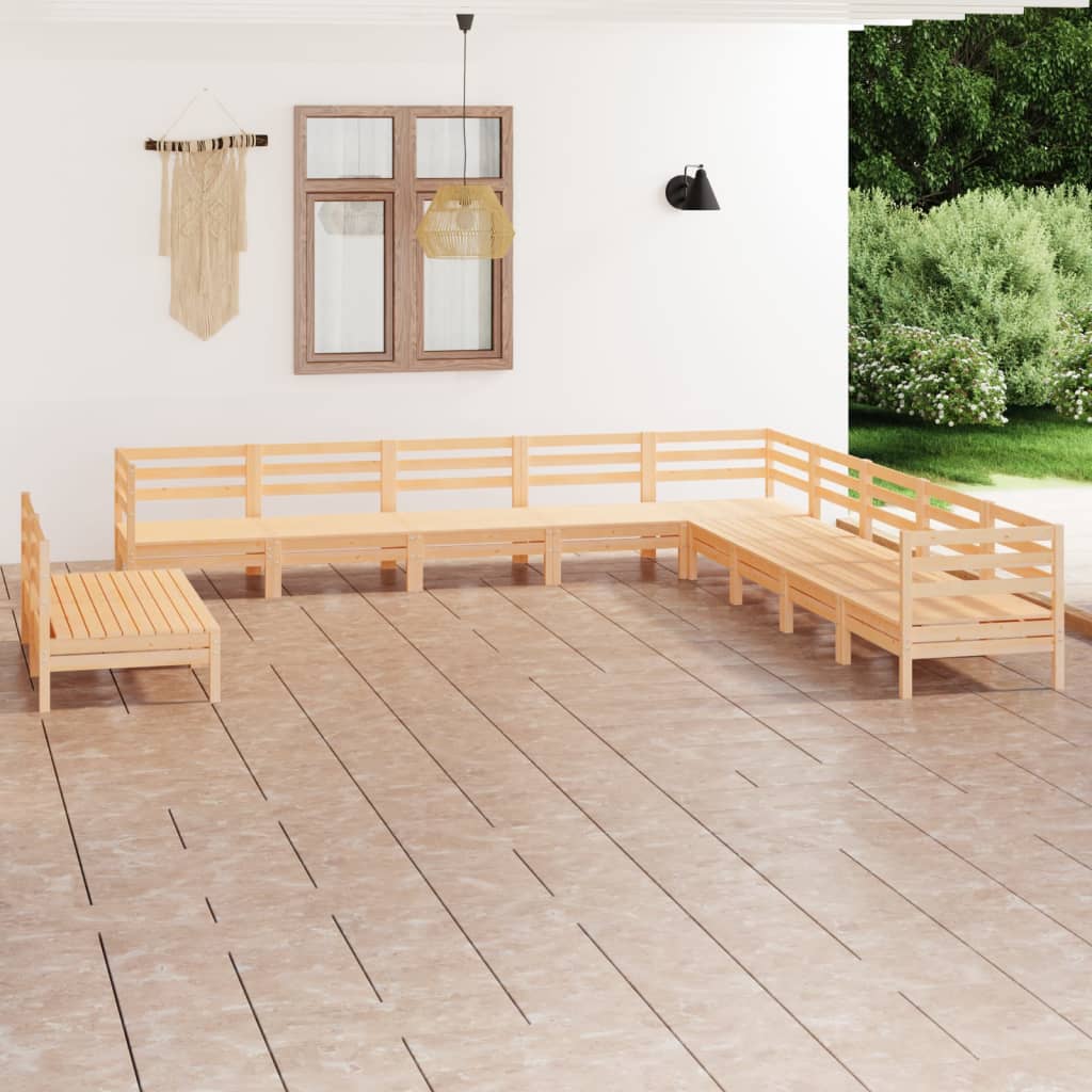 Set Divani da Giardino 11 pz in Legno Massello di Pino cod mxl 36702