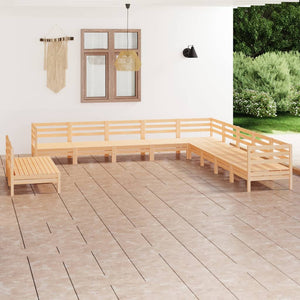 Set Divani da Giardino 11 pz in Legno Massello di Pino cod mxl 36702