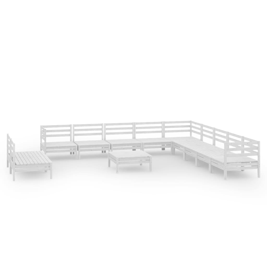 Set Salotto da Giardino 12 pz in Legno Massello di Pino Bianco 3083150