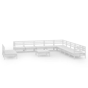 Set Salotto da Giardino 12 pz in Legno Massello di Pino Bianco 3083150
