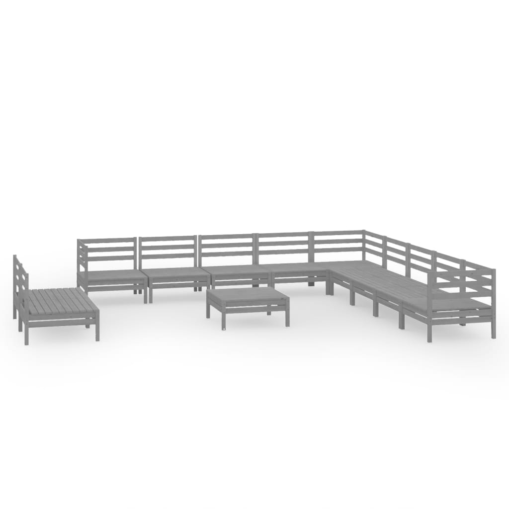 Set Salotto da Giardino 12 pz in Legno Massello di Pino Grigio 3083151