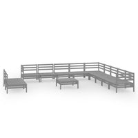 Set Salotto da Giardino 12 pz in Legno Massello di Pino Grigio 3083151