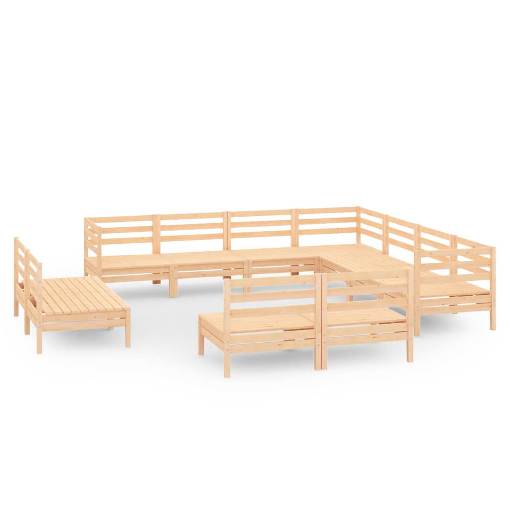 Set Divani da Giardino 11 pz in Legno Massello di Pino cod mxl 36694