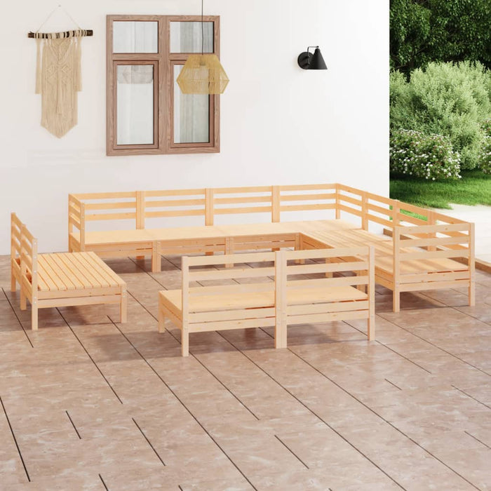 Set Divani da Giardino 11 pz in Legno Massello di Pino cod mxl 36694