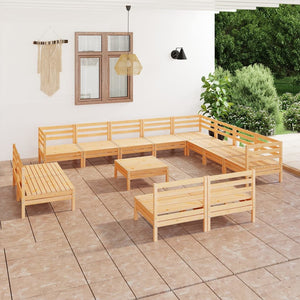 Set Divani da Giardino 13 pz in Legno Massello di Pino cod mxl 36717