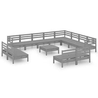 Set Salotto da Giardino 13 pz in Legno Massello di Pino Grigio 3083171