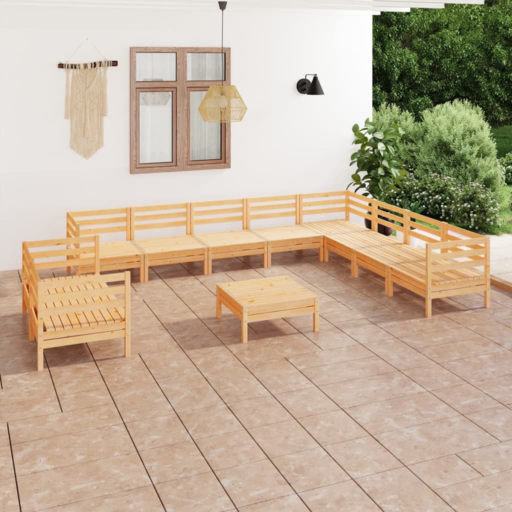 Set Salotto da Giardino 11 pz in Legno Massello di Pino 3083199