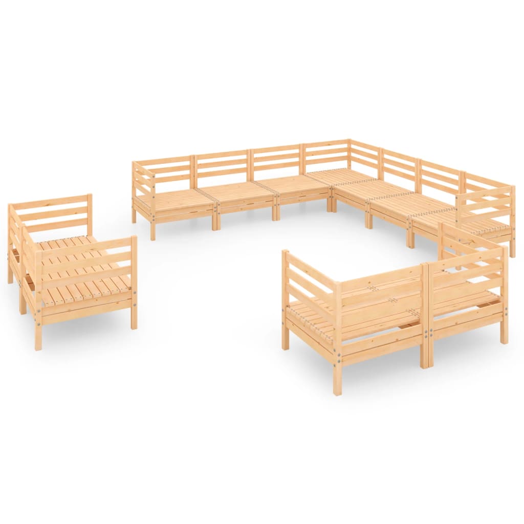 Set Divani da Giardino 11 pz in Legno Massello di Pino cod mxl 44273