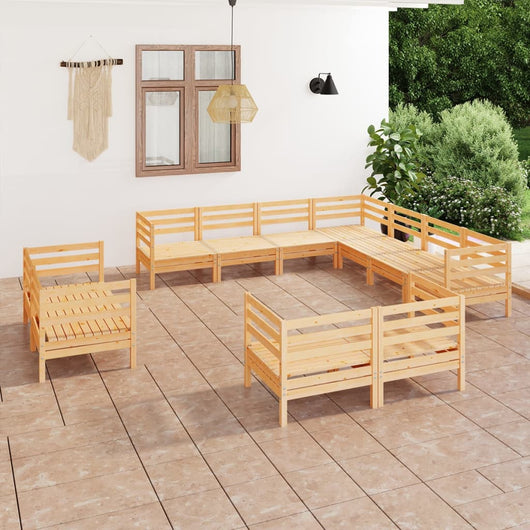 Set Salotto da Giardino 11 pz in Legno Massello di Pino 3083214