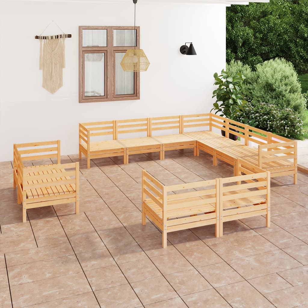 Set Divani da Giardino 11 pz in Legno Massello di Pino cod mxl 44273
