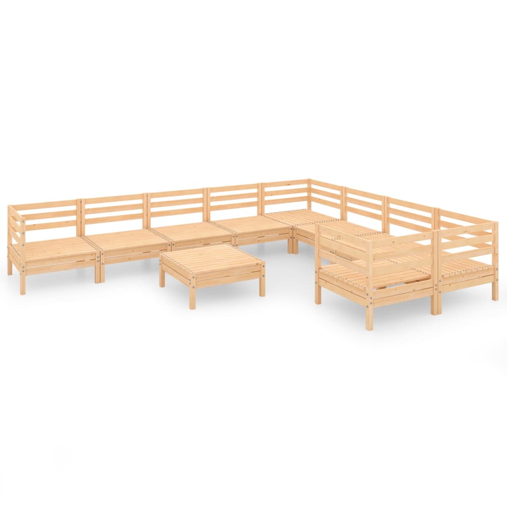 Set Divani da Giardino 10 pz in Legno Massello di Pino cod mxl 40278