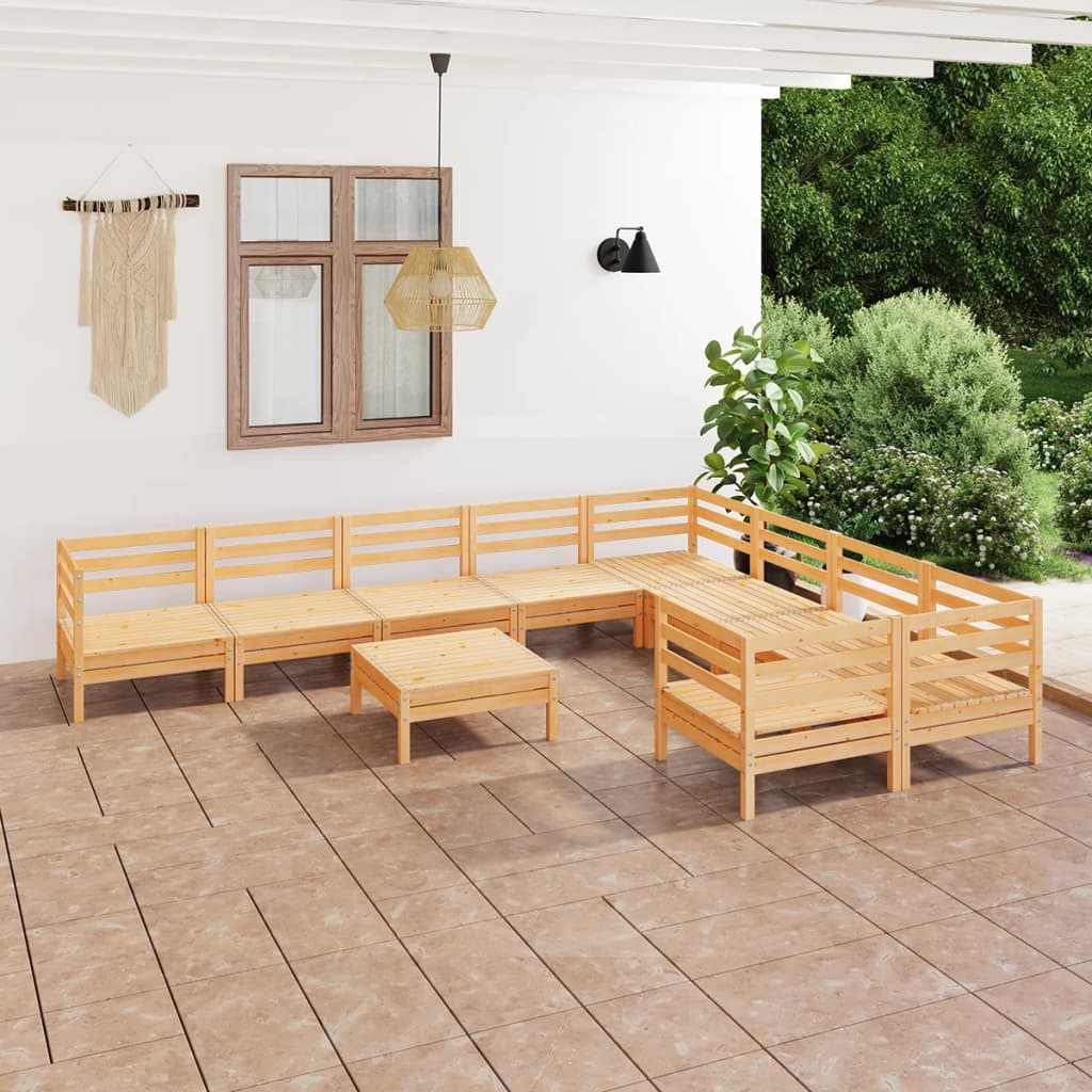 Set Divani da Giardino 10 pz in Legno Massello di Pino cod mxl 40278