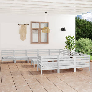 Set Salotto da Giardino 12 pz in Legno Massello di Pino Bianco 3083290