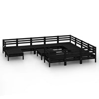 Set Salotto da Giardino 12 pz Nero in Legno Massello di Pino 3083313