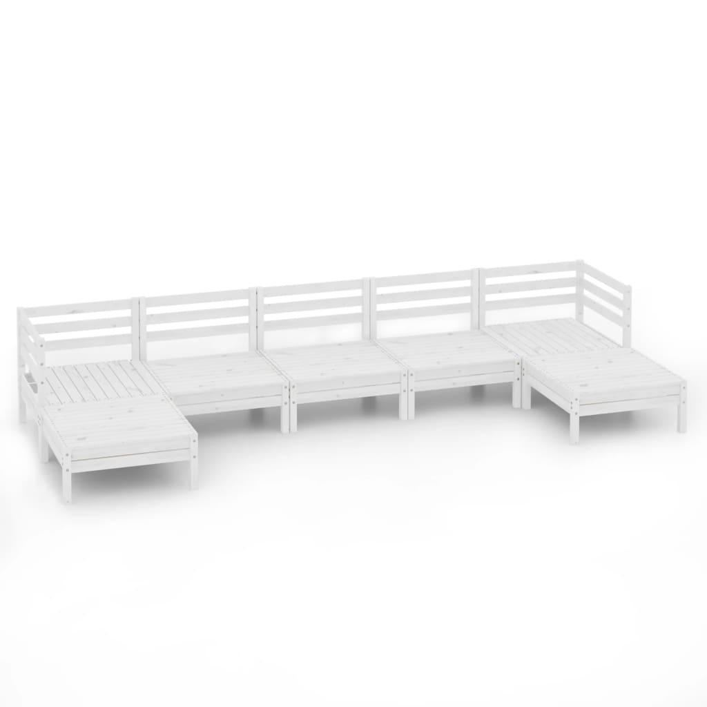 Set Divani da Giardino 7 pz Bianco in Legno Massello di Pino cod mxl 36782