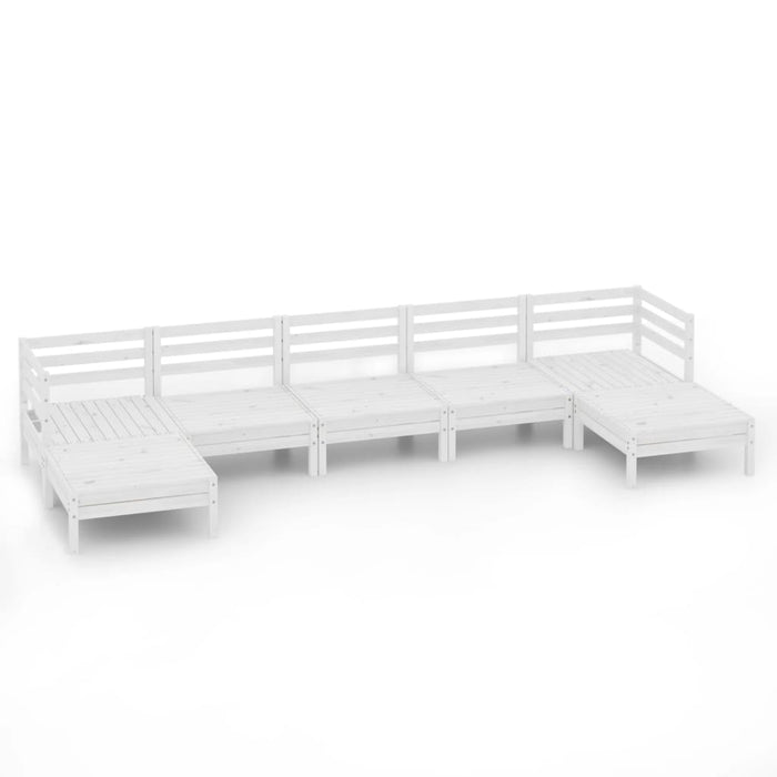 Set Divani da Giardino 7 pz Bianco in Legno Massello di Pino cod mxl 36782