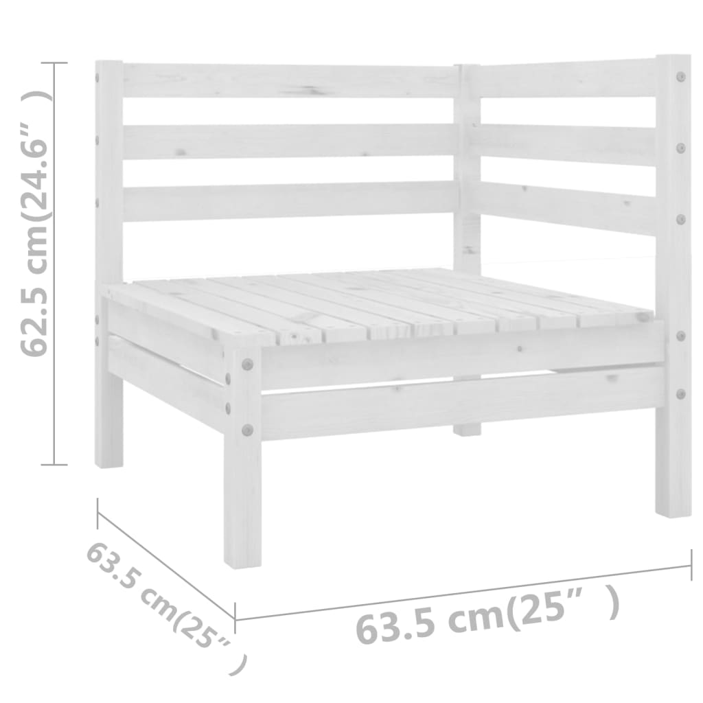Set Divani da Giardino 7 pz Bianco in Legno Massello di Pino cod mxl 36782