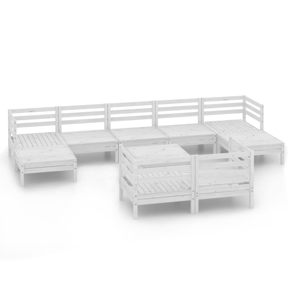 Set Divani da Giardino 10 pz Bianco in Massello di Pino Bianco cod mxl 36800