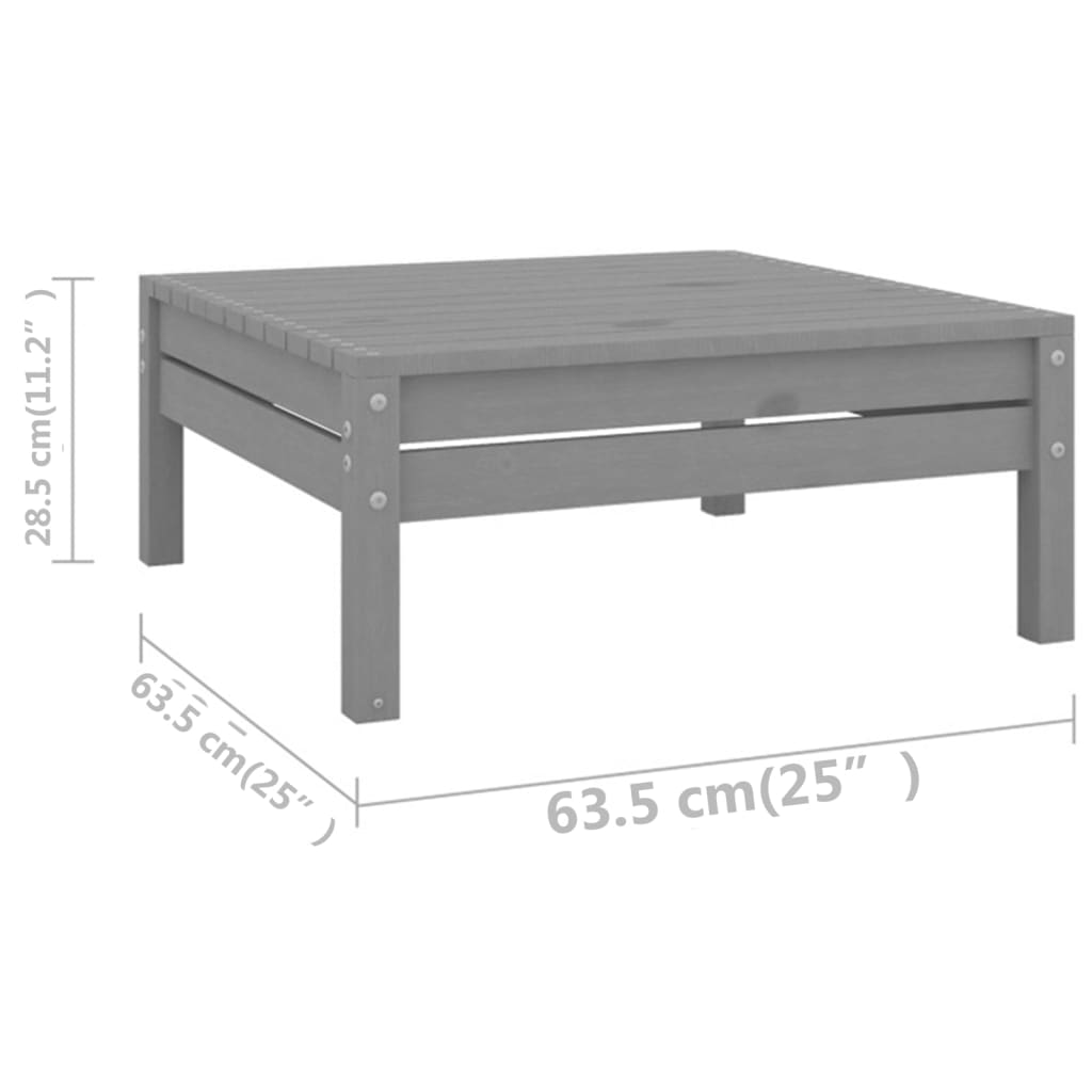 Set Salotto da Giardino 11 pz Grigio in Legno Massello di Pino 3083391
