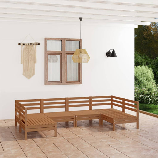 Set Divani da Giardino 6 pz Miele in Legno Massello di Pino cod mxl 36803