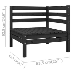 Set Divani da Giardino 6 pz Nero in Legno Massello di Pino cod mxl 36796