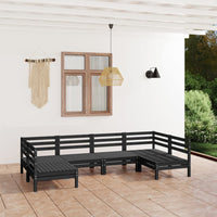Set Divani da Giardino 6 pz Nero in Legno Massello di Pino cod mxl 36796