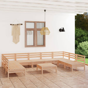 Set Divani da Giardino 10 pz in Legno Massello di Pino cod mxl 36819