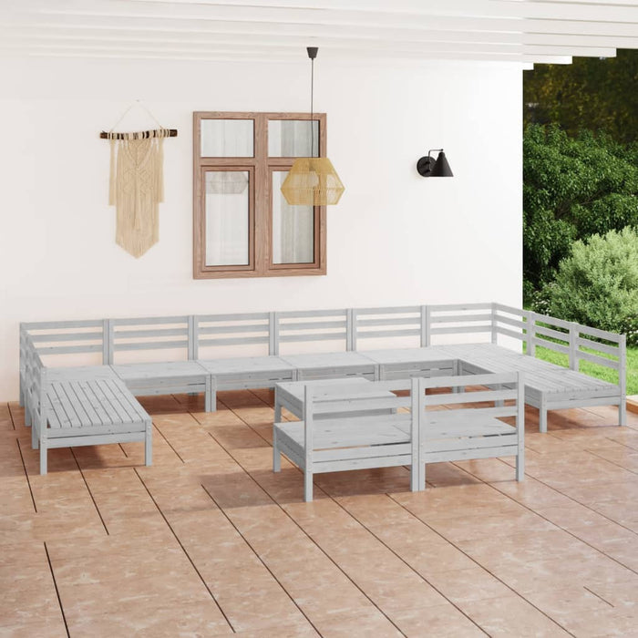 Set Salotto da Giardino 13 pz in Legno Massello di Pino Bianco 3083460
