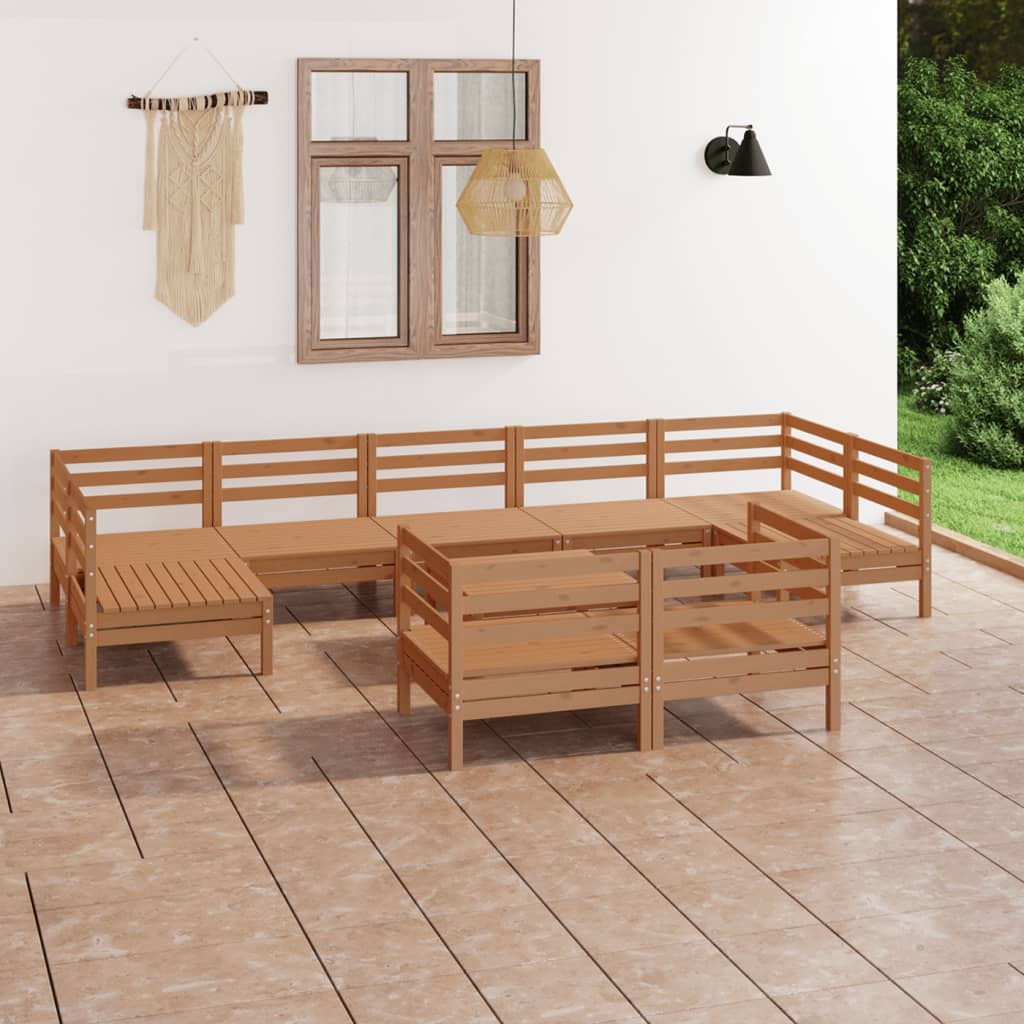 Set Salotto da Giardino 10 pz in Legno Massello di Pino ambra 3083482