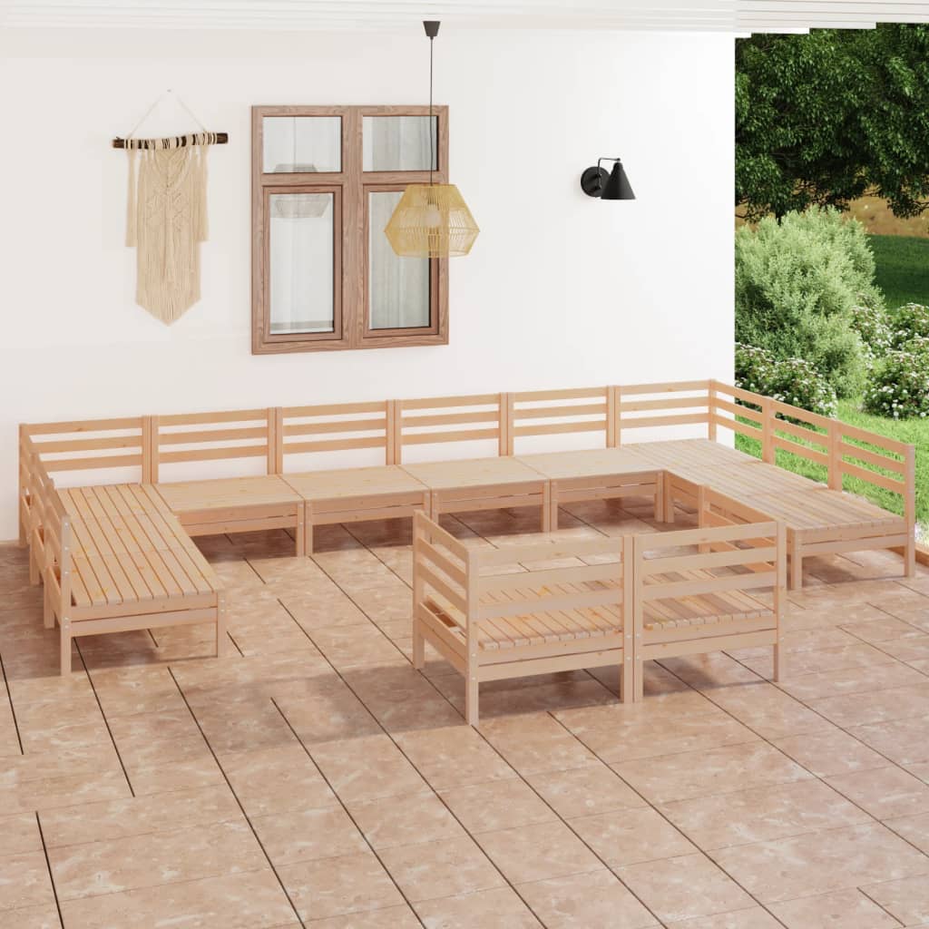Set Divani da Giardino 12 pz in Legno Massello di Pino cod mxl 36869