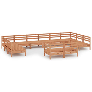 Set Salotto da Giardino 12 pz in Legno Massello di Pino ambra 3083497