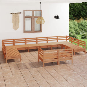 Set Salotto da Giardino 12 pz in Legno Massello di Pino ambra 3083497