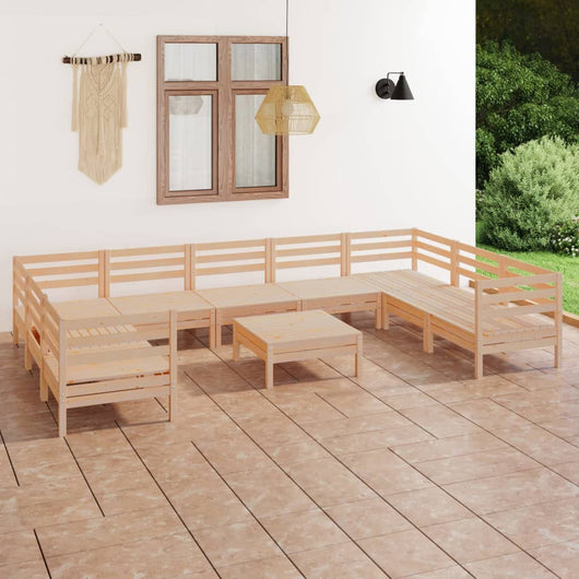Set Divani da Giardino 10 pz in Legno Massello di Pino cod mxl 40279