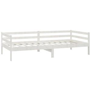 Divano Letto con Materasso 90x200 cm Bianco in Legno di Pino 3083560