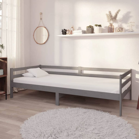 Divano Letto con Materasso 90x200 cm Grigio in Legno di Pino 3083561