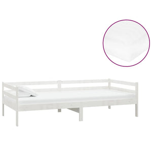 Divano Letto con Materasso 90x200 cm Bianco in Legno di Pino 3083565