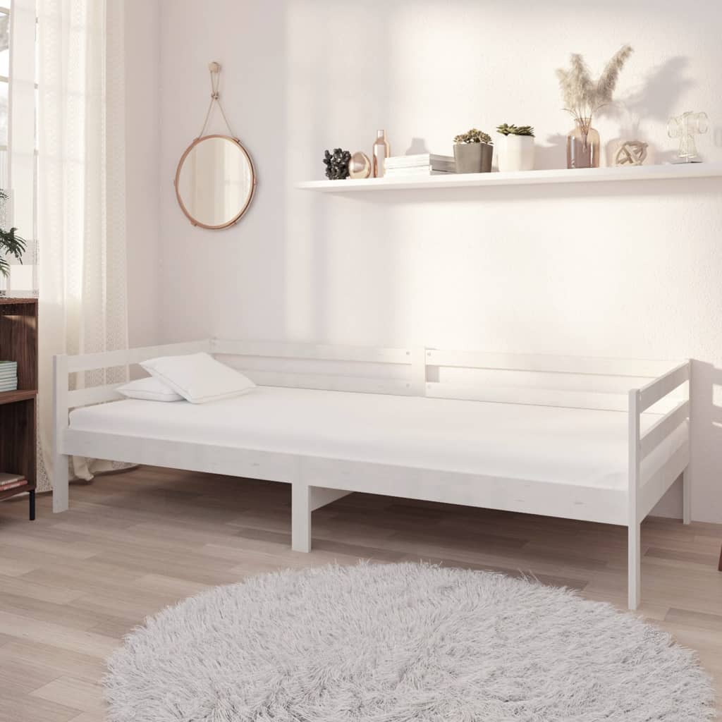 Divano Letto con Materasso 90x200 cm Bianco in Legno di Pino cod mxl 53843